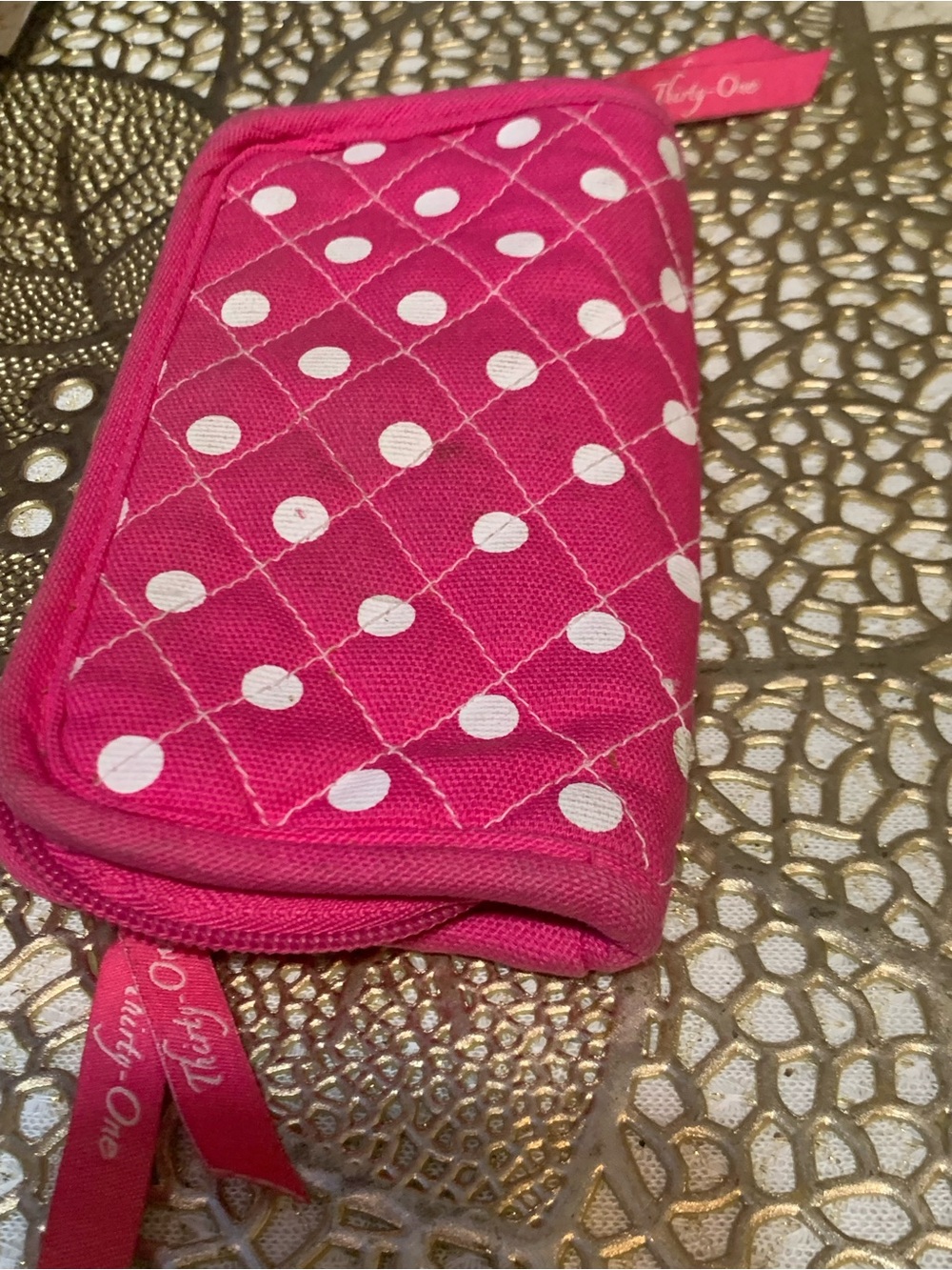 Thirty-One Bright Hot Pink polka dot girls wallet - Picture 3 of 4